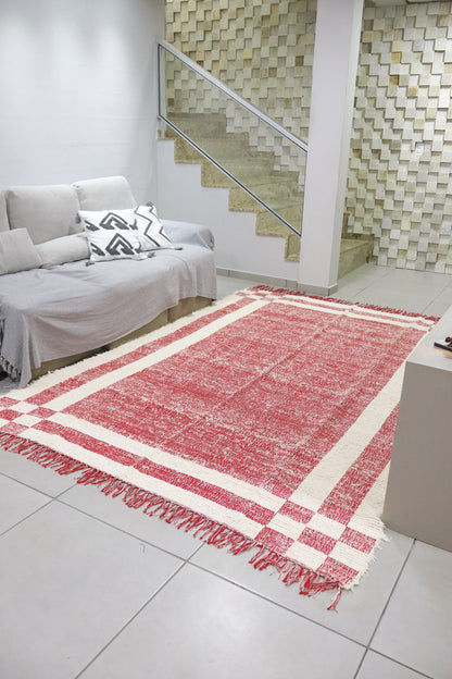 Tapete Algodão Felpudo Dupla Face Vermelho 2,00x3,00m