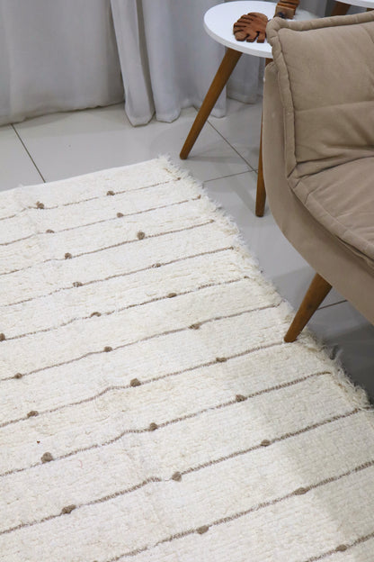 Tapete Algodão Puxadinho Pompom Café com Leite 1,50x2,00m