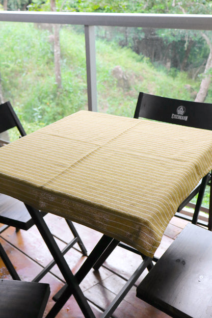Toalha de Mesa Quadrada Listrada Mostarda 0,70x0,70m