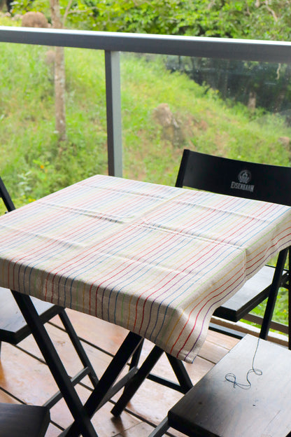 Toalha de Mesa Quadrada Arco Íris Listra Fina 0,70x0,70m