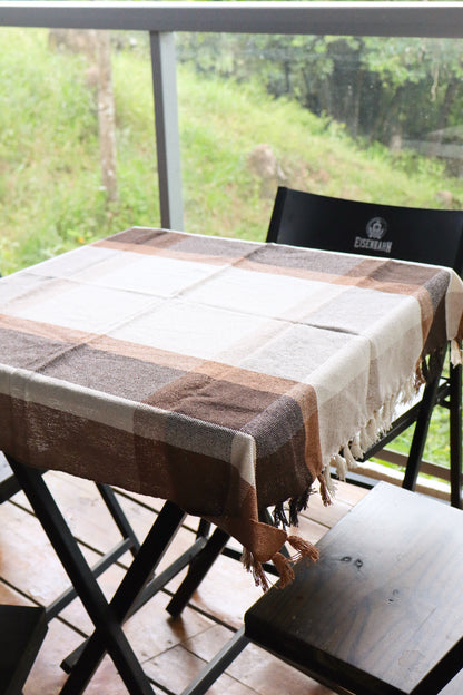 Toalha de Mesa Quadrada Xadrez Caramelo 0,85x0,85m