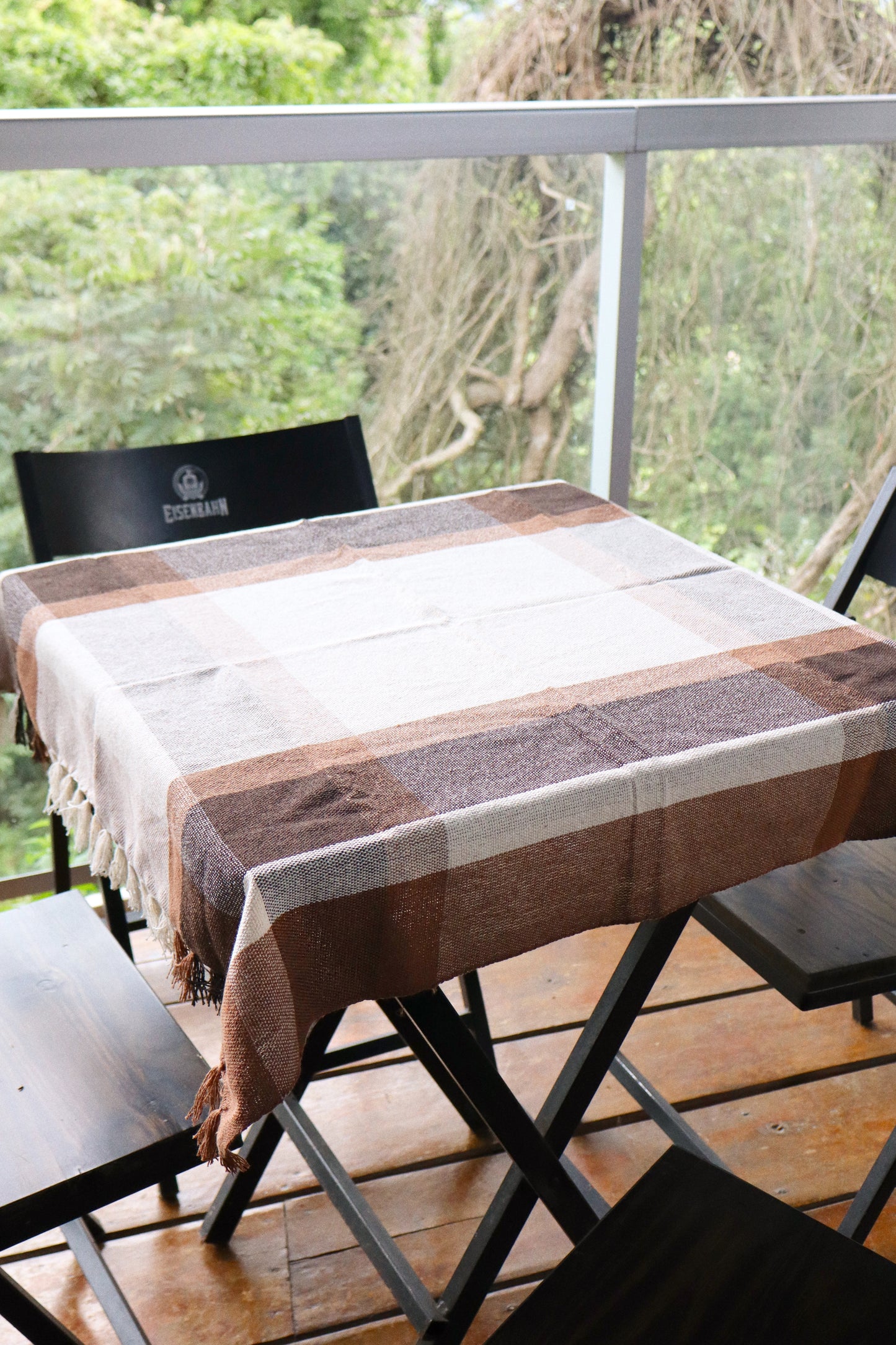 Toalha de Mesa Quadrada Xadrez Caramelo 0,85x0,85m