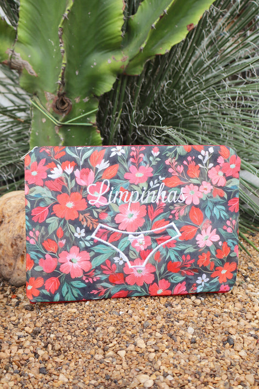 Necessaire Porta Calcinha Limpinha Sujinha P Flores Coloridas