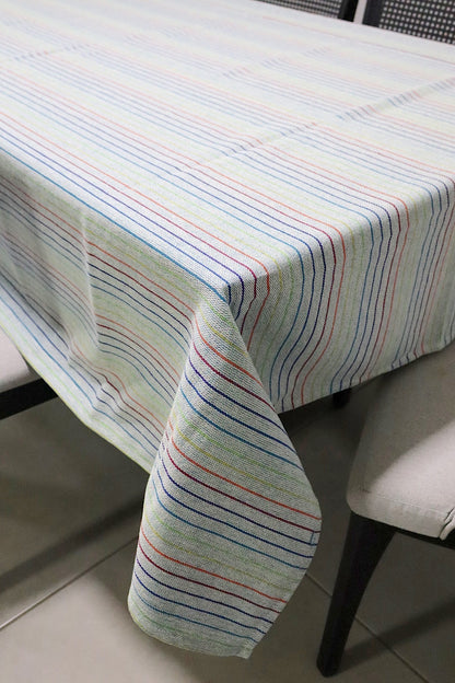 Toalha de Mesa Algodão Arco Íris Listra Fina Mesclada 1,5mx2,2m