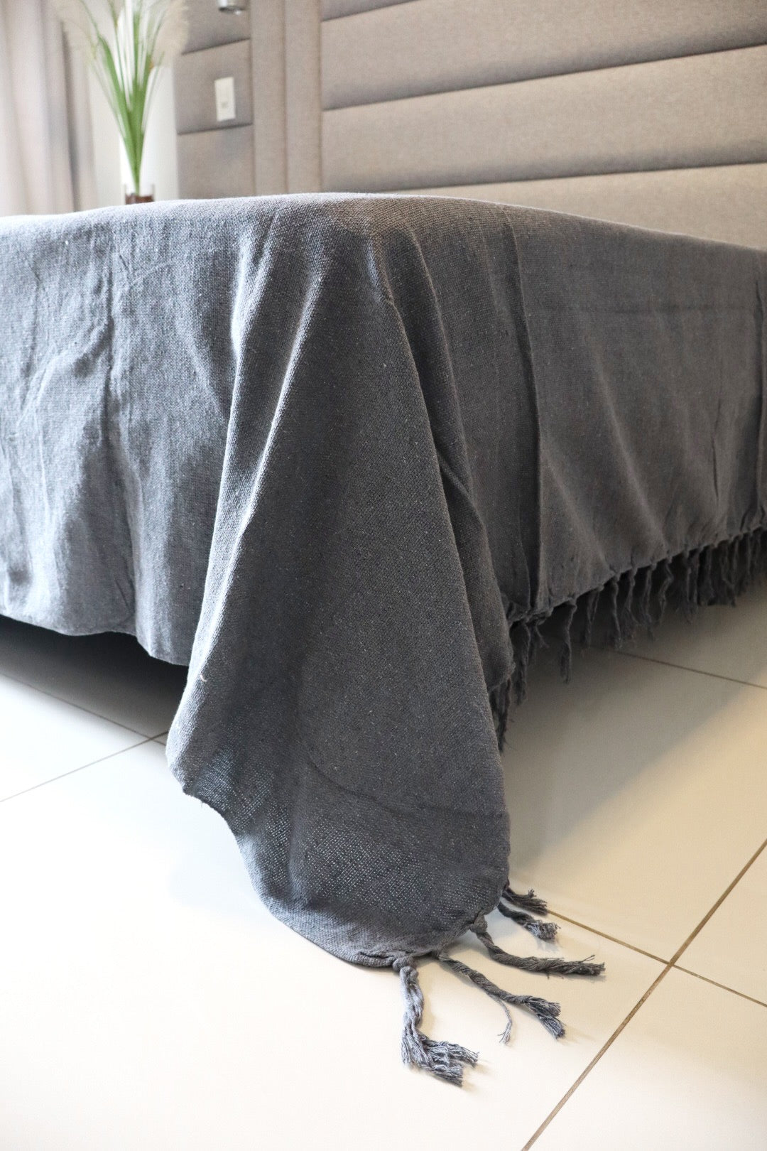 Colcha para Cama Queen 2,40x2,60m Artesanal Grafite