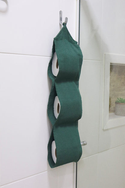 Porta Papel Higiênico 3 Lugares Algodão Verde