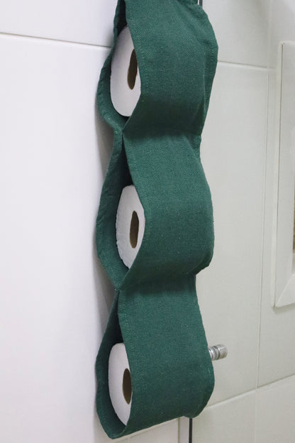 Porta Papel Higiênico 3 Lugares Algodão Verde