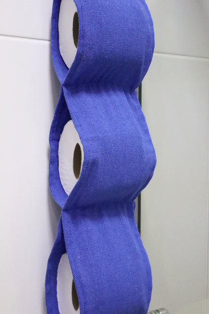 Porta Papel Higiênico 3 Lugares Algodão Azul