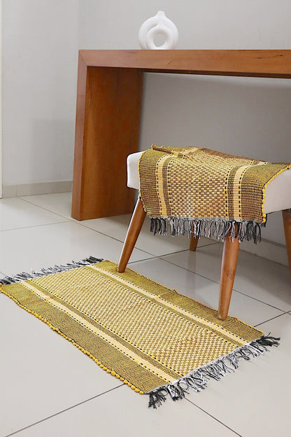 Par de Tapete de Malha Listra Amarelo