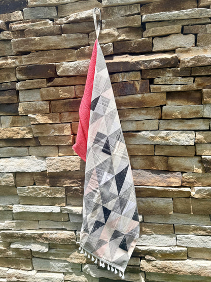 Toalha Canga Dupla Face com Tecido Impermeável Belize Triângulo Rosê