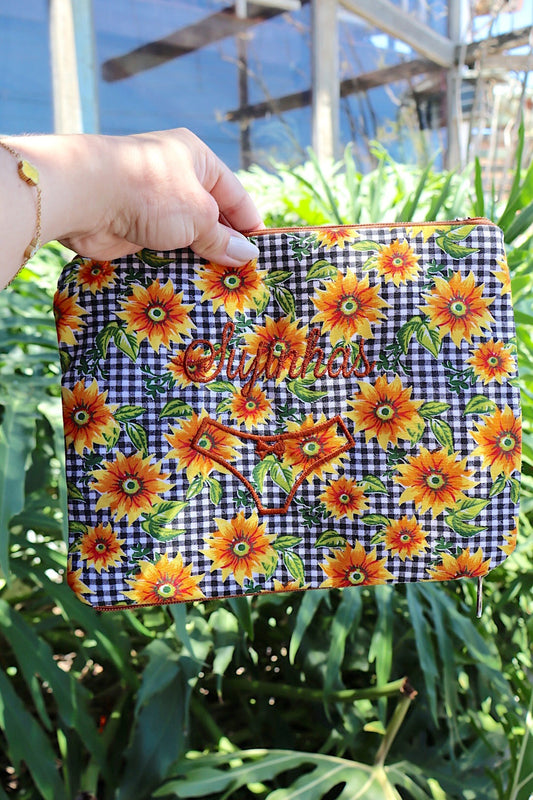 Necessaire Porta Calcinha Limpinha Sujinha P Girassol Xadrez