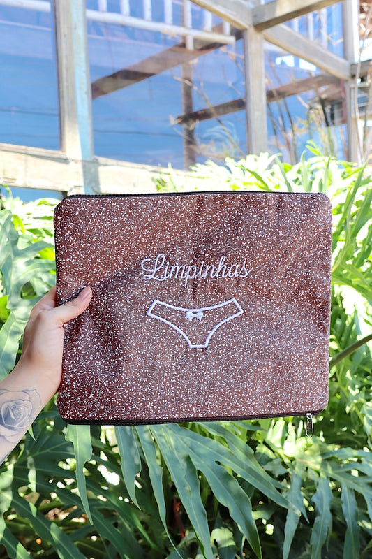 Necessaire Porta Calcinha Limpinha Sujinha G Marrom