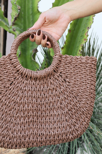 Bolsa de Praia Meia Lua Palha - Marrom