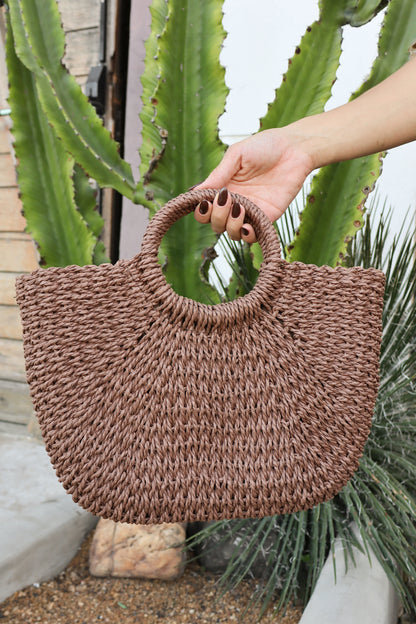 Bolsa de Praia Meia Lua Palha - Marrom