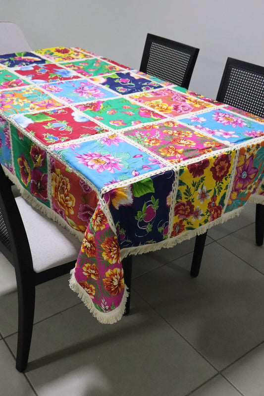 Toalha De Mesa Retalho Chita Bainha 2,20x1,40m