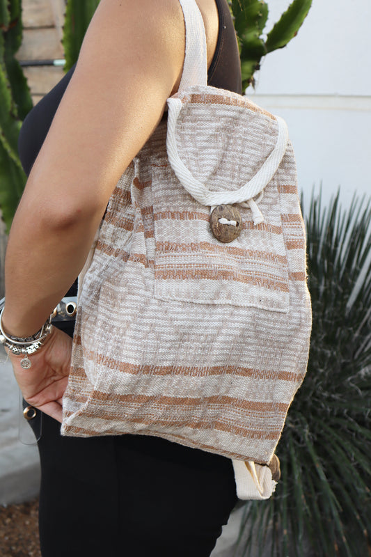 Mochila / Bolsa Bege e Marrom Mesclada