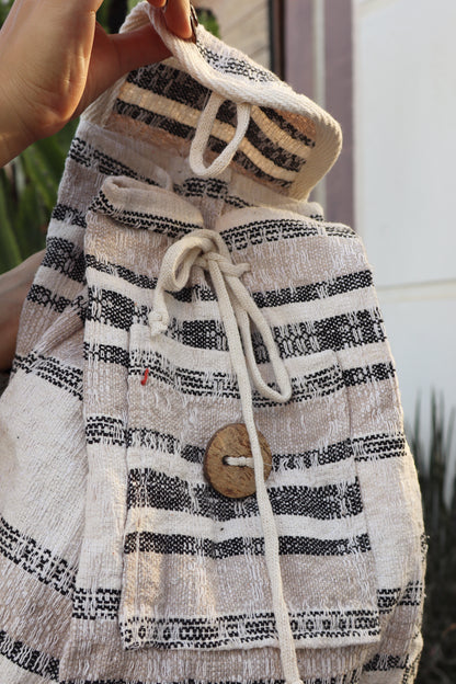 Mochila / Bolsa Bege e Preta Mesclada