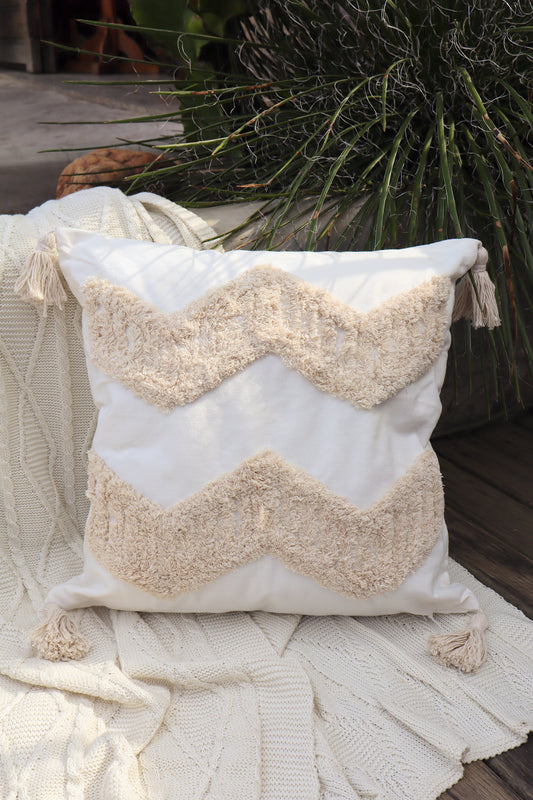 Capa de Almofada Bordada em Linho Tufada Boho 45x45 EST09