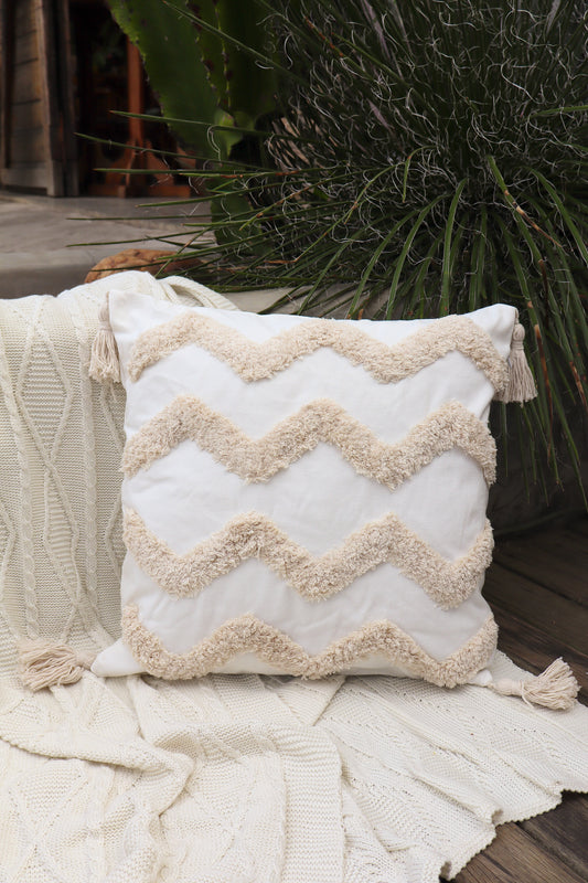 Capa de Almofada Bordada em Linho Tufada Boho 45x45 EST06