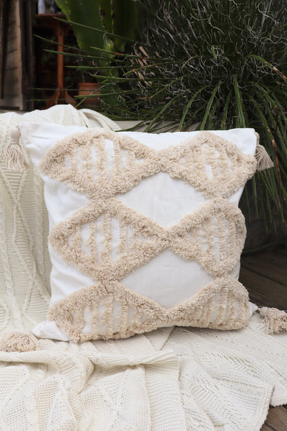Capa de Almofada Bordada em Linho Tufada Boho 45x45 EST14