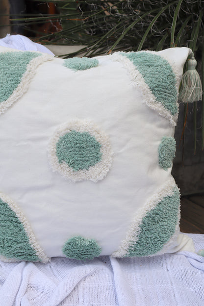 Capa de Almofada Bordada em Linho 45x45 Flores EST07 Branca e Tifanny