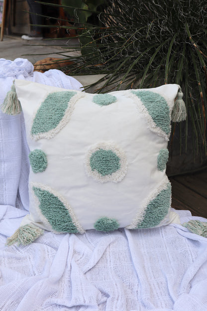 Capa de Almofada Bordada em Linho 45x45 Flores EST07 Branca e Tifanny