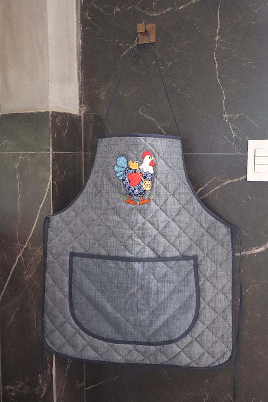 Avental de Cozinha Plastificado Especial Galinha Cinza