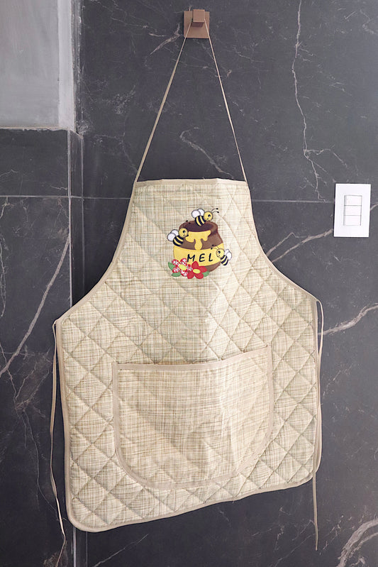 Avental de Cozinha Plastificado Especial Abelhas Bege