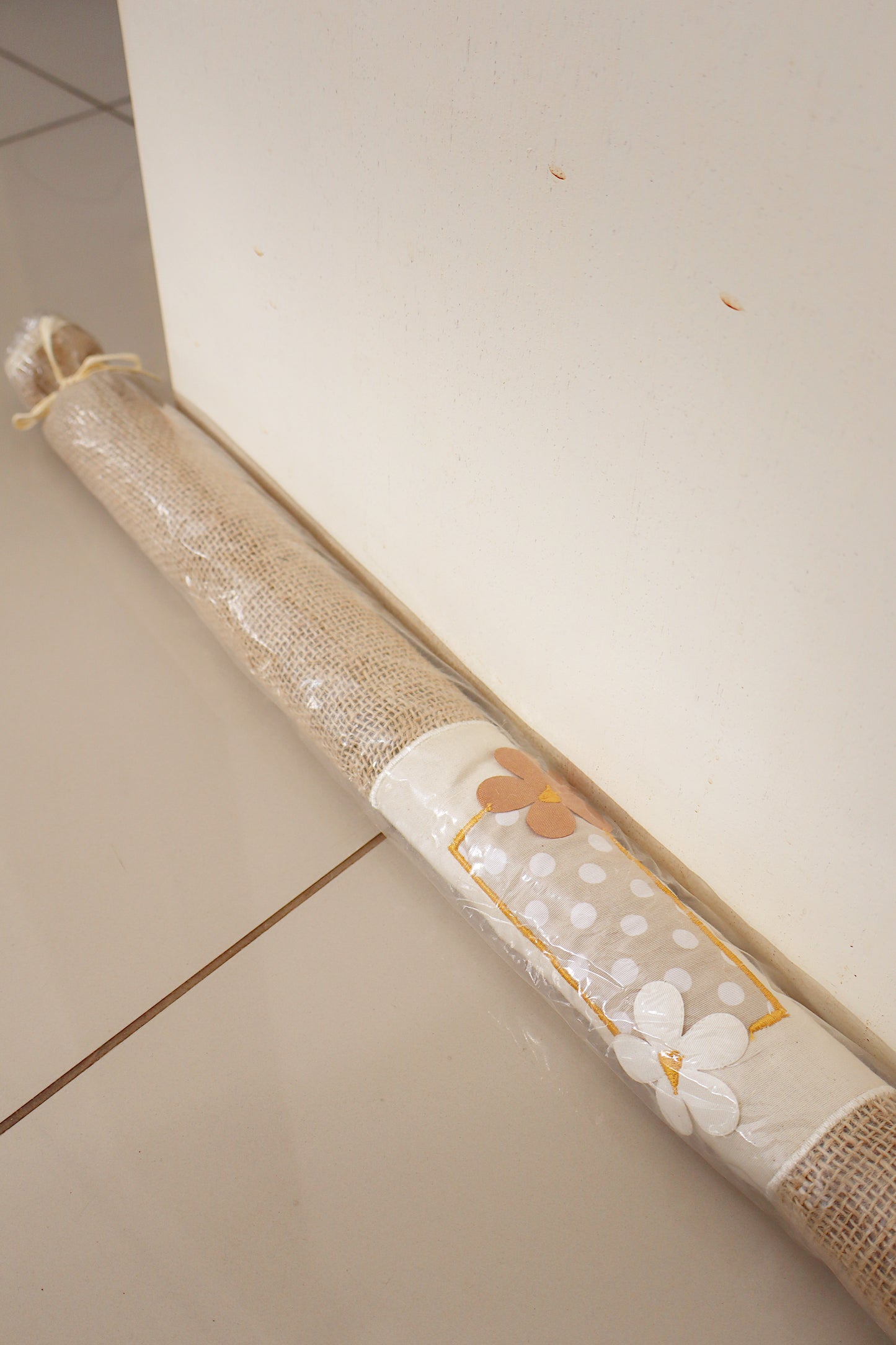 Peso Porta Cobra Juta Bege e Branco 80cm