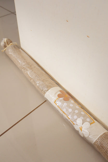 Peso Porta Cobra Juta Bege e Branco 80cm