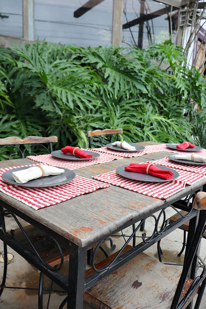 Kit De Jogo Americano, Guardanapo e Argola 6 lugares Vermelho