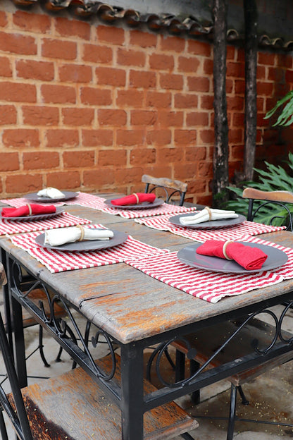 Kit De Jogo Americano, Guardanapo e Argola 6 lugares Vermelho