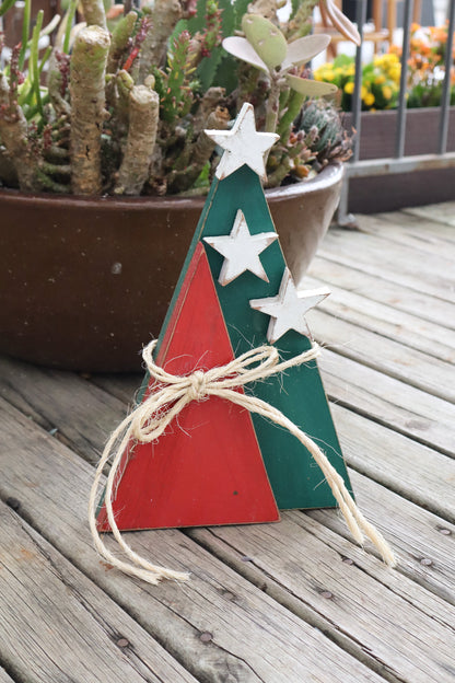 Árvore Madeira Natal Decorada Verde e Vermelha