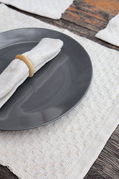 Kit De Jogo Americano, Guardanapo e Argola 6 lugares Cru