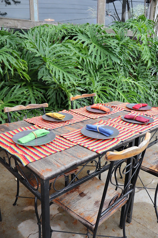 Kit De Jogo Americano, Guardanapo e Argola 6 lugares Arco Íris