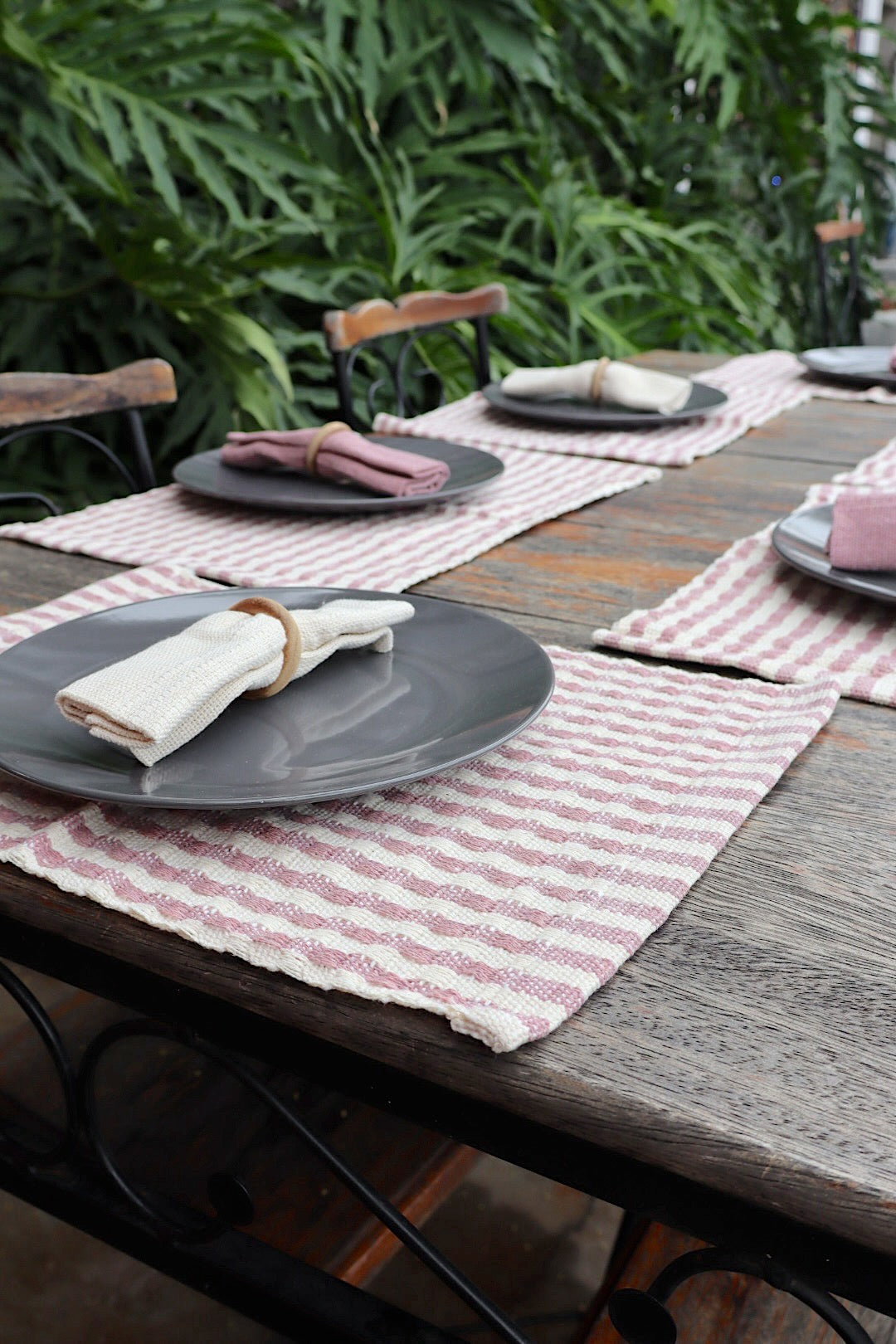 Kit De Jogo Americano, Guardanapo e Argola 6 lugares Rosê