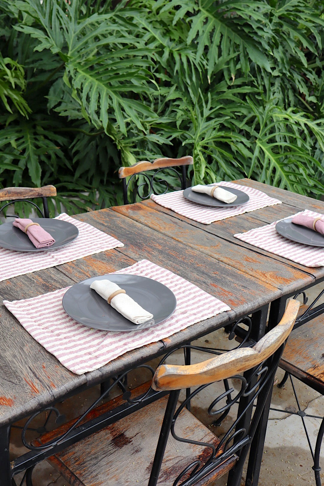 Kit De Jogo Americano, Guardanapo e Argola 4 lugares Rosê