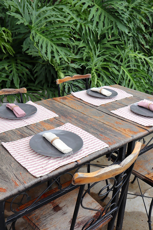 Kit De Jogo Americano, Guardanapo e Argola 4 lugares Rosê