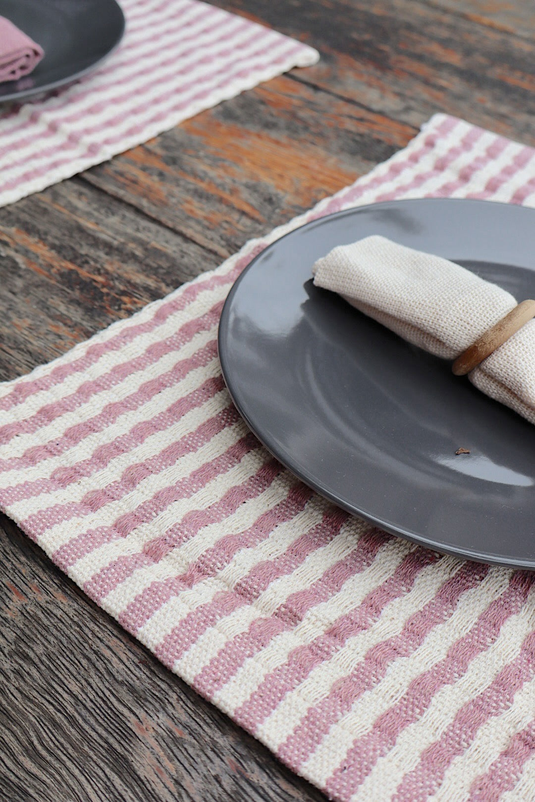 Kit De Jogo Americano, Guardanapo e Argola 4 lugares Rosê