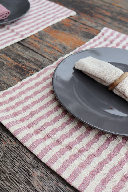 Kit De Jogo Americano, Guardanapo e Argola 4 lugares Rosê