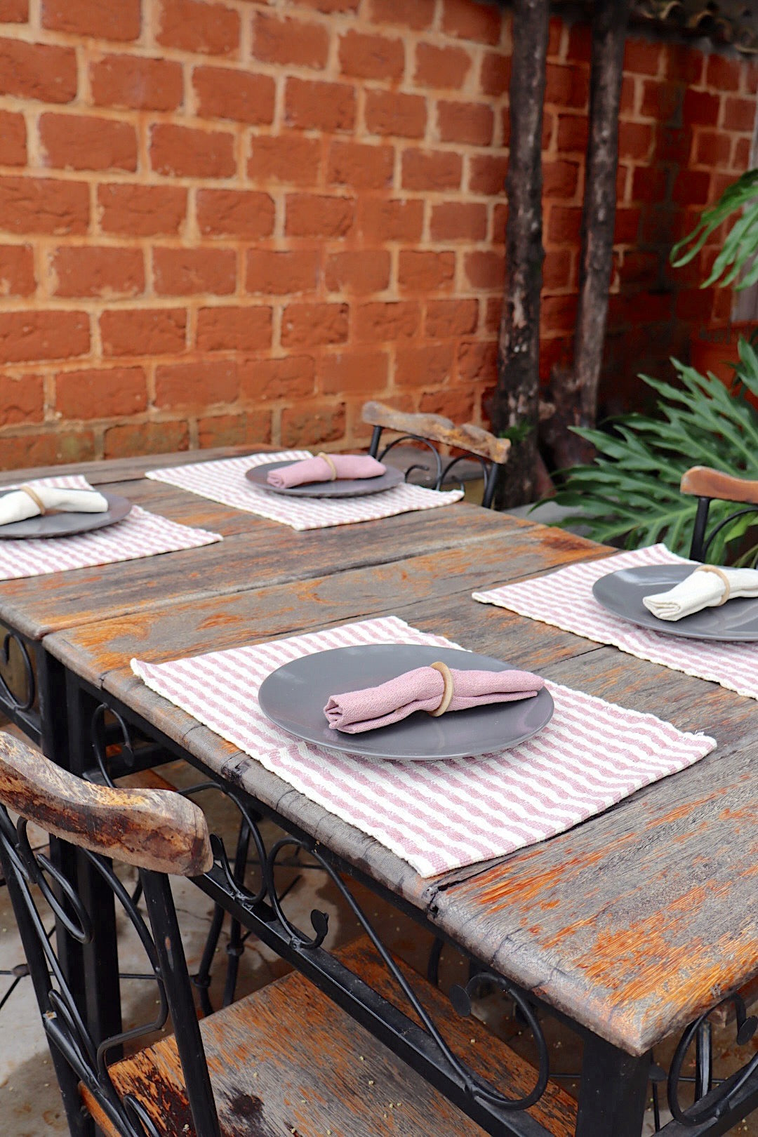 Kit De Jogo Americano, Guardanapo e Argola 4 lugares Rosê