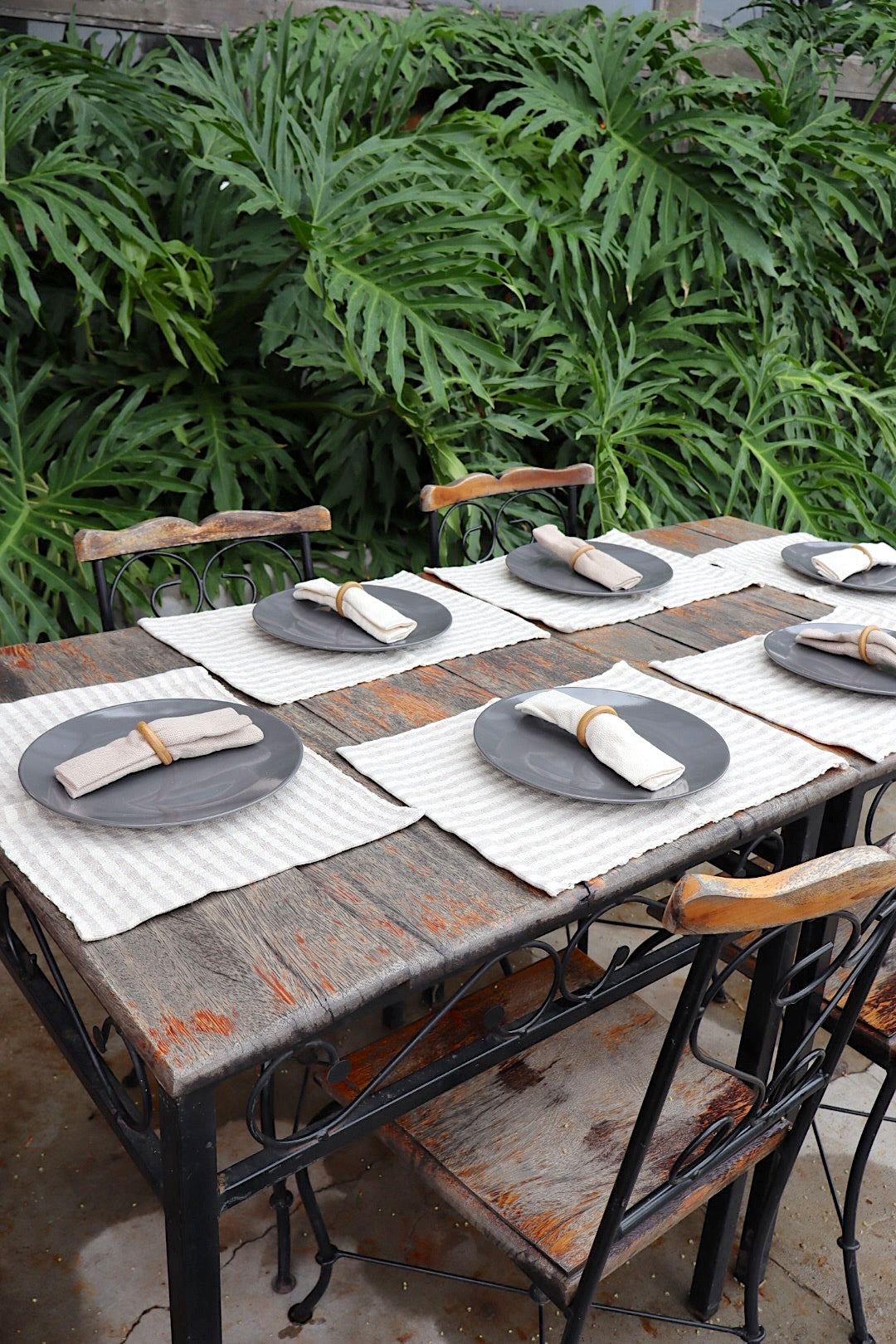 Kit De Jogo Americano, Guardanapo e Argola 6 lugares Bege