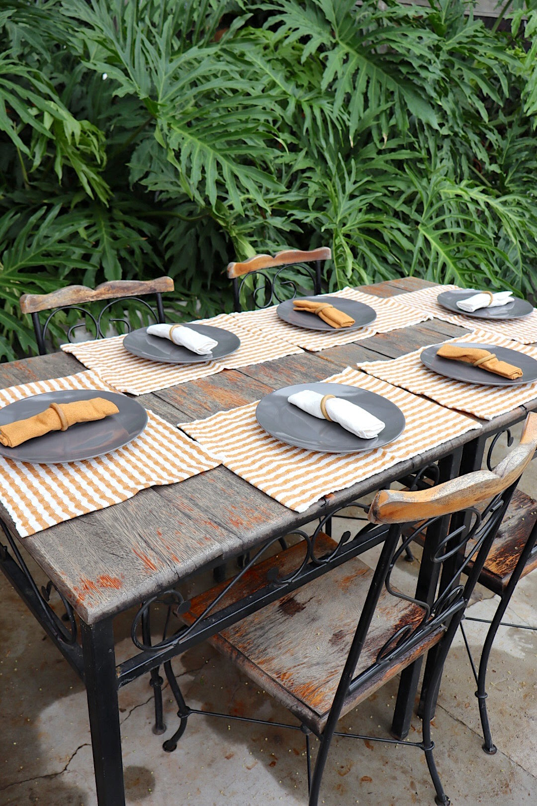 Kit De Jogo Americano, Guardanapo e Argola 6 lugares Mostarda