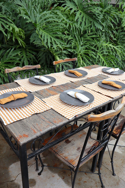 Kit De Jogo Americano, Guardanapo e Argola 6 lugares Mostarda