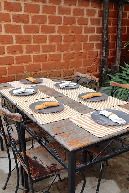 Kit De Jogo Americano, Guardanapo e Argola 6 lugares Mostarda