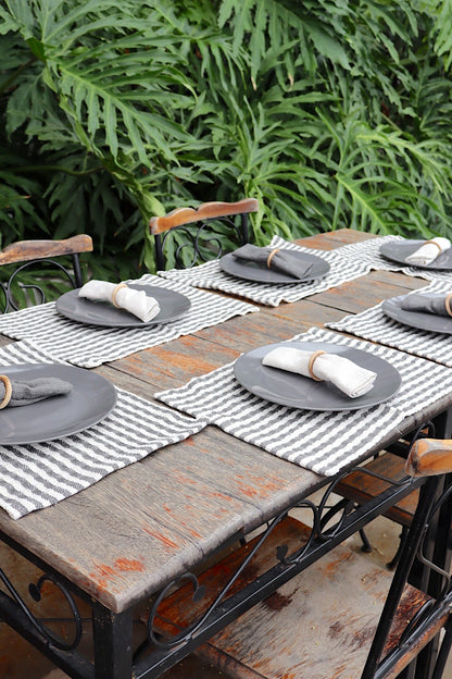 Kit De Jogo Americano, Guardanapo e Argola 6 lugares Cinza Grafite