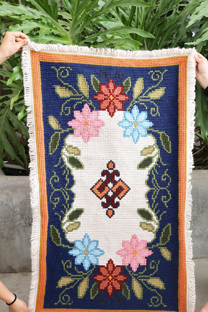 Tapete Arraiolo 0,86x1,05m Azul