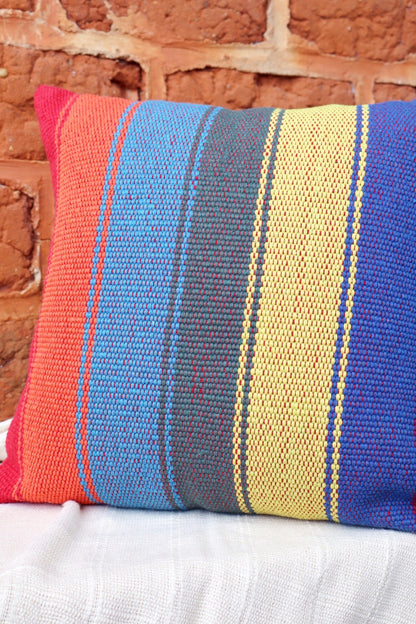 Capa de Almofada em Linha 100% Algodão Colorida Arco Íris 50x50
