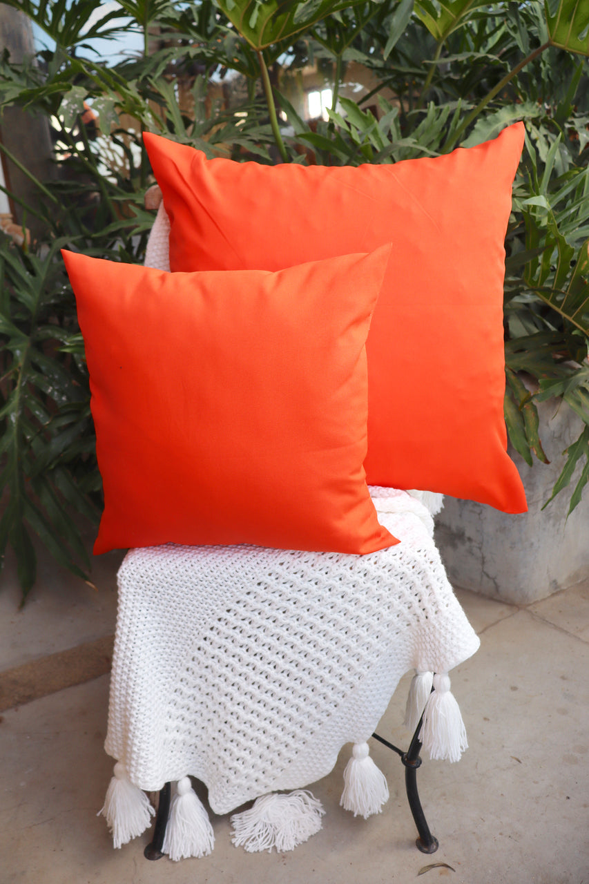 Capa de Almofada Oxford Lisa Laranja 45x45 ou 65x65