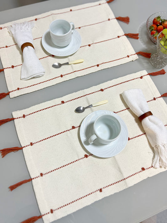 Lugar Americano Algodão com Pompom Terracota